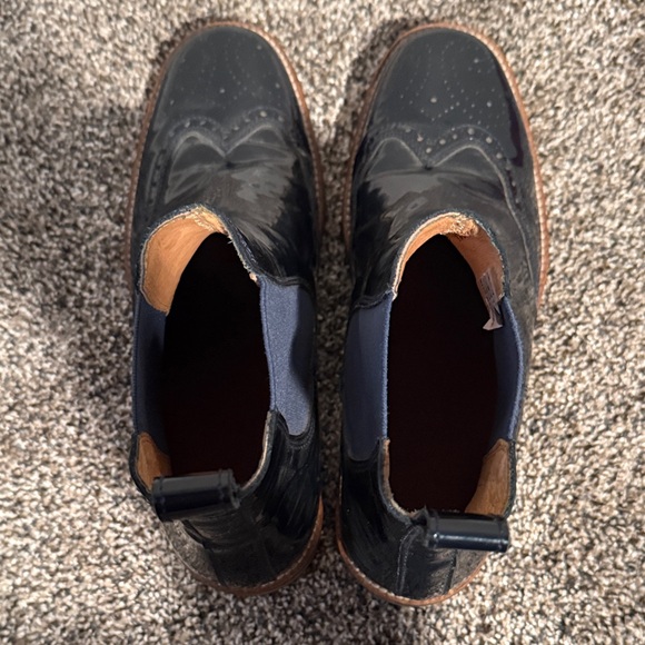 Navy Blue Patent Leather Chelsea Boots. Made in Europe. One of a kind. - Picture 9 of 11